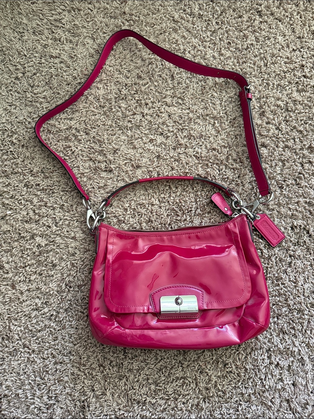 Coach Patent Leather Shoulder Bag in Hot Pink - Picture 2 of 5